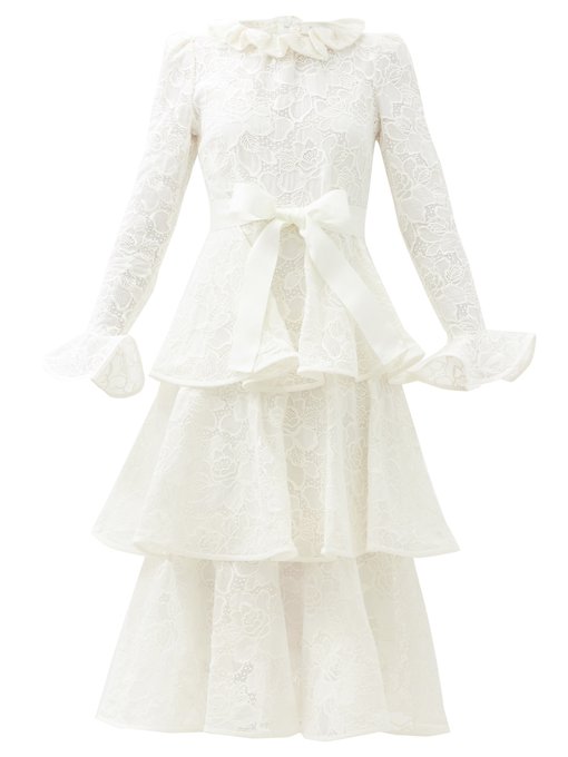 Lovestruck tiered cotton-lace dress ...